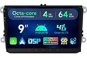 XTRONS Double Din Car Stereo Bluetooth for Volkswagen SEAT SKODA Caddy Polo Golf mk Passat, 9inch Android Car Radio Player Built-in 4G DSP WIFI GPS Car Play, Octa-Core Head Unit, Optional DAB+ OBD