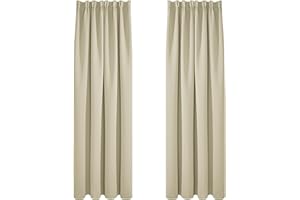 Deconovo Cortinas Opacas Telas Termicas Aislantes Frio Calor Ruido Luz Rayos UV para Salon y Dormitorio con Bolsillo Fruncido de la Barra Conjunto de 2 Piezas 140 x 240 cm Beige Oscuro