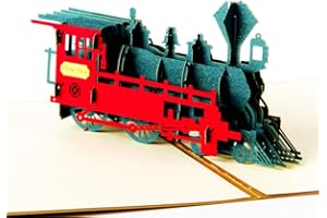 DEESOSPRO® 3D Pop Up [Kartka urodzinowa] [Kartka z życzeniami] [Kartka urodzinowa] z kreatywnym wzorem z wycinanego papieru, prezent na urodziny, Boże Narodzenie, Dzień Ojca (pociąg)