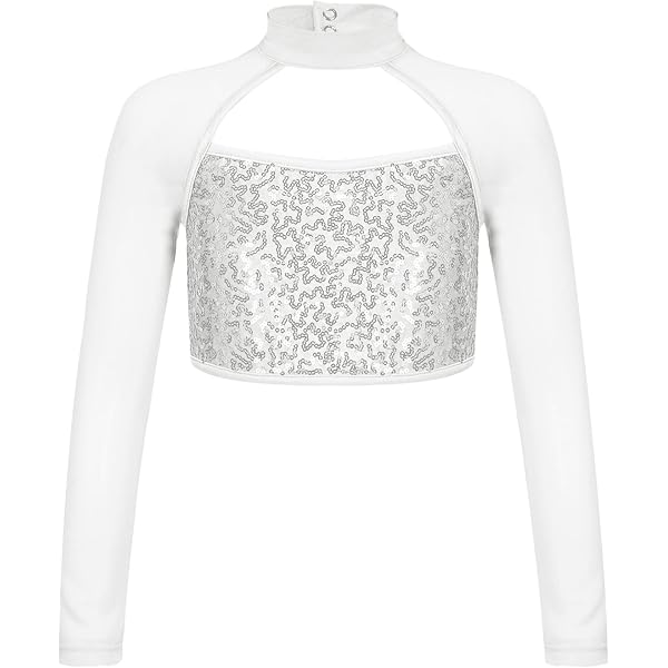 Ranrann Haut Gymnastique Fille Strass Brillant - Crop Top Patinage Danse Sport
