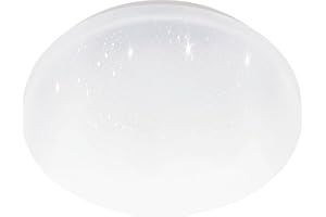 Eglo Plafón LED POGLIOLA-S, diámetro 26 cm, aplique de pared, con efecto de cristal de acero y plástico, lámpara de sala de estar, lámpara de cocina y de despacho, lámpara para techo del pasillo