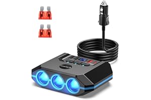 GEMCOO Caricabatteria da auto distributore accendisigari 7 in 1 120 W USB accendisigari adattatore con 3 prese e 4 porte USB, adattatore 12 V/24 V per GPS Dash Cam, iPhone, Samsung Galaxy
