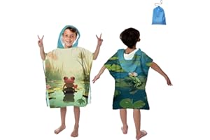 AIORBER Handtuch Poncho Kinder Personalisiert, Mikrofaser Badetuch Baby Badeponcho für Baby Jungen Kinder Mädchen Kind ，Badeponcho Kinder, Kapuzenhandtuch Baby für 1-6 Jahre Alt mit Niedlichen Mustern