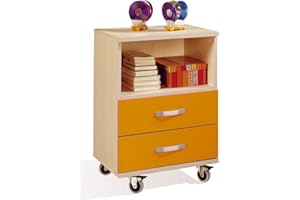 Abitti Mesita sinfonier Infantil con Ruedas 55x78 cm. Color Haya con Naranja, Mesa niños