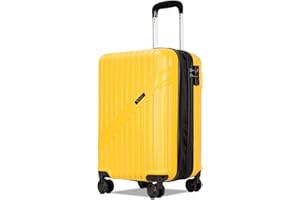 GinzaTravel Lightweight 4 Wheels Suitcase ABS Hard Shell Suitcase Luggage Expandable Durable Suitcases with TSA Lock (Medium,Yellow)