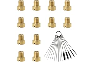 STCRERAG Carburetor Main Jet Set, 12 Pcs Main Jets M5 Carburettor Nozzles Carb Jet Fit Replacement with 15 Pcs Cleaning Brush Set for PWK OKO CVK 45, 48, 50, 52, 55, 58, 60, 62, 65, 68, 70, 72
