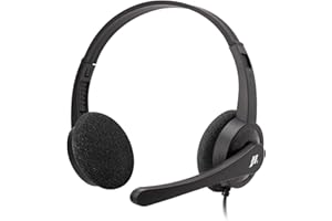 Music Hero Cuffie Workmate a filo regolabili con microfono orientabile, cavo jack 3,5mm per smartphone, pc, tablet, adatti per smart working, call center, dirette streaming, didattica a distanza, Nero