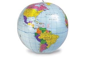 Learning Resources Mappamondo Gonfiabile, 5+ Anni, Globo Didattico Bambini 30 cm, attività di Geografia con Continenti Paesi Capitali e Oceani