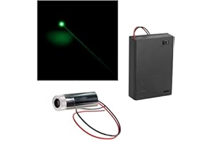 CTRICALVER 1pcs 520nm 3-5V Módulo de Punto Verde Láser de Enfoque Ajustable con Lente de plástico del Controlador+ 1pcs AA Soportes de Batería (Forma de la fuente de luz: point)