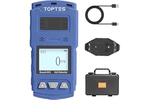 TOPTES Guard-633 H2S Detector, H2S Monitor Clip On with Precise Gas Sensor, 0.5S Fast Response, 7-Day Battery Life, Low Battery Alert, Adjustable Alarm Range, 3 Alarm Modes, Explosion-Proof Safety