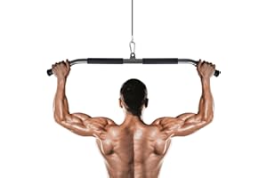 DEARBAG Barra LAT Machine, 85cm Sbarra LAT Machine Asta per Trazioni con Impugnature Morbide e Moschettone, Impugnatura per Bicipiti Tricipiti Attacco per Cavo da Palestra Casa