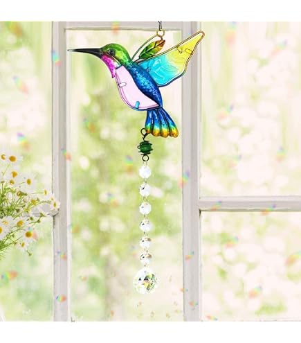 Attrape-Soleil Colibri En Acrylique – 20x20 Cm – Décoration Fenêtre, Suspension Colorée - 9