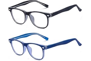 Outray 2 Pack Children Kids Blue Light Filter Computer Glasses for Blocking Anti Eye Eyestrain Transparent Lens Glasses Frame Set1