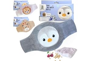 Hello Hippo - Saco de Semillas de Cereza para Bebé - Cinturón Anticólicos con Calor Seco, Microondas o Horno, Hipoalergénico y Lavable (Pingüino)