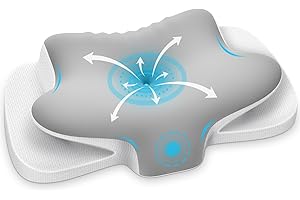 Ehomfory Nackenstützkissen Atmungsaktiv Nackenkissen Kopfkissen Memory Foam Kissen, Ergonomisch Seitenschläferkissen für Seiten, Rücken & Bauchschläfer, 65x37x10/12cm