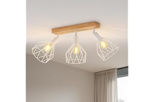 LVWIT Lámpara de techo blanca,Focos de techo,Lámparas de pared para cocina con E14,Focos de 3 vías ajustables,Lámparas de pared industriales,Lámparas de techo para salón