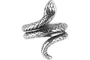 BEAUTY7 Anillo Punk Vintage Anillo Serpiente de Plata Gótico Ajustable Anillo Retro Abierto Espiral Animal para Hombres Mujeres Tamaño 10-15