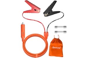 VOLTKARE Battery Charging Cable, 98 inch, 14 AWG, Car Battery Clamps to Cigarette Lighter Plug, Compatible with Jackery |Bluetti| EF ECOFLOW Solar Generators