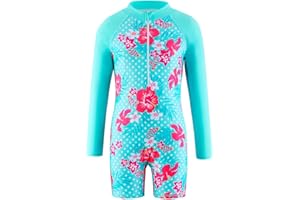 Yikayin Filles Maillot de Bain, Maillot Une Pièce Enfants, Maillot de Bain à Manches Longues avec Protection UV Idéal pour Les Plaisirs d'Été à la Piscine et à la Plage
