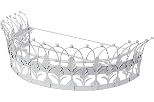 Creative Co-op Dekorativer Metallvorhang, Krone, Himmelkrone, Metall, Weiss/opulenter Garten