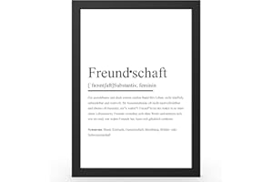 Urhome DIN A4 Kunstdruck Definition Freundschaft inkl. Rahmen - Worterklärung wie im Duden Lexikon als Wanddeko Spruch-Poster Deko Wandbild mit Spruch gerahmt für Wohnung Familie Geschenk