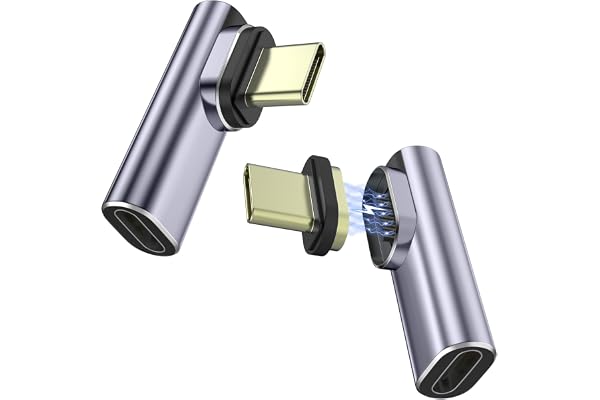 MoKo 2 Pièces Adaptateur Magnétique, Connecteur Magnétique USB Type-C à 24 Broches avec PD 140W Charge Rapide 40Gbps Sortie Vidéo 8K@60Hz pour Thunderbolt 3 MacBook Pro/Air, Steam Deck, PSVR, Plat