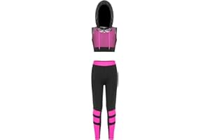 iiniim Mädchen Sport Set Langarmshirt Crop Tops + Sport BH Bustier + Cargohose Kinder Sport Trikot Hip Hop Kleidung Street Dance Outfits Gr.98-176