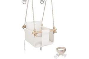 ‎MAMOI MAMOI® Drewniana huśtawka dla dzieci + PAS BEZPIECZEŃSTWA | Regulacja wysokości 190-260cm | Huśtawka do domu Huśtawka dziecięca | Wewnętrzna huśtawka dla dzieci | CE | 100% ECO | Wyprodukowano w UE