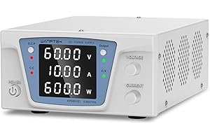 NANKADF Labornetzgerät 60V 10A, einstellbares DC-Netzgerät mit OCP-Kurzschlussschutz und Output-Knopf-Encoder-Einstellknopf für die Wartung von Labor- und Elektronikgeräten