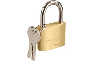SEPOX® Marine Grade Outdoor Padlocks with Key, 40mm Heavy-Duty Solid Brass Lock Weather Proof, SUS304 Stainless Steel Shackle, Rust Proof for Warehouse Container Garage Shed Gate Chain Fishing