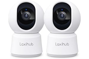 LAXIHUB 3K/5MP Telecamera WiFi Interno, PTZ Telecamera di Sorveglianza, 2,4GHz/5GHz Telecamera Cani con APP, Visione Notturna, Rilevamento Intelligente di Movimento/Suono, Audio Bidirezionale, 2PCS