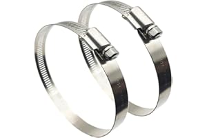 EESTECK 91-114mm(Diameter) Adjustable 304 Stainless Steel Duct Clamps Hose Clamp Pipe Clamp Air Ducting Clamp Worm Drive Hose Clamps (Silver, 2 Pack)
