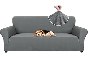 Ystyle Funda Sofa 3 Plazas, Fundas de Sofa Ajustables con Reposabrazos, Gruesa Funda Sofá Anti Gatos Perros y Mascotas, Moderna Cubre Sofa Antimanchas Lavable, Gris Claro