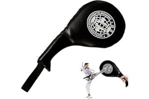 TMRBBesty Raquette Taekwondo, Coussinets de Frappe pour Taekwondo, Kickboxing Karate Kicking Target, Design à Double Couche, Noir, Polyuréthane