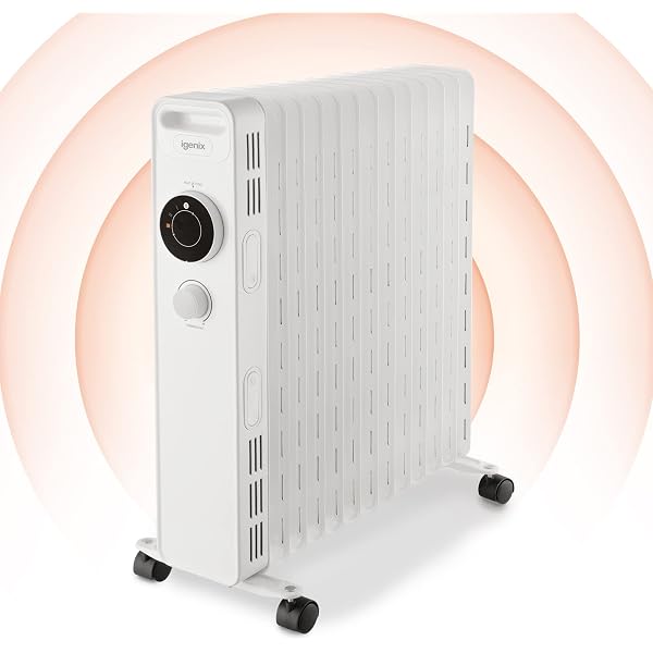 Igenix IG2625 Oil Filled Radiator, 2.5kW/2500W 13 Fin Electric Heater with  3 Adjustable Heat Settings u0026 Overheat Protection, 2500 W, White :  Amazon.co.uk: DIY u0026 Tools