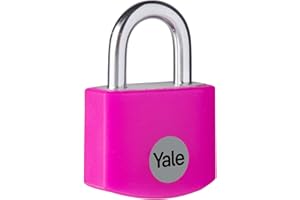 Yale YE3B/25/112/1/P Candado de Aluminio Rosa 25 mm, Cilindro de 4 Pines, Grillete de Acero, Uso Interior, Ideal para Mochilas, Cajas y Herramientas