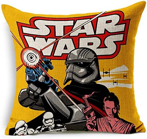 SilkCrane, Star Wars Printed Cotton Linen Decorative Throw Pillow Cover, 17.7" x 17.7"
