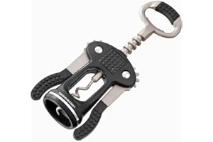 Fackelmann Hebkorkenzieher, Weinöffner für alle Korken, Hebelkorkenzieher mit antihaftbeschichteter Spirale (Farbe: Schwarz/Silber), Menge: 1 Stück