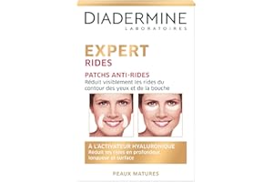 Diadermine - Patchs Anti-Rides Visage - Contour des Yeux et de la Bouche - Expert Rides 3D - Peaux Matures - Réduit les rides en profondeur - Effet repulpant immédiat - 12 patchs,Traitement de ride