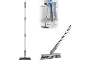 Fogborste med långt handtag, styva borst, för fogar och kakel, robust | Robusta och hållbara nylonborst, halkfritt handtag, praktisk upphängningsögla, lätt att rengöra, formstabil och repfri.