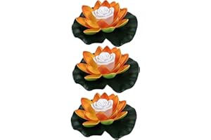 Yeehliny Solarbetriebene 18cm Lotus Laterne, wasserdichte LED Garten Pool Licht, Schwimmende Laterne, Künstliche Lotusblüten Seerosen Licht Wasserlaterne für Garten Teich Terrasse (3 Stück/F)