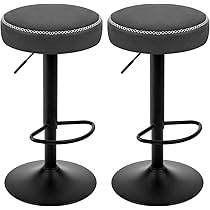 Sgabello Da Bar EUGAD Con Schienale | Regolabile E Girevole | Imbottito In Similpelle | Altezza 82-103.5 Cm | Nero
