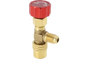 YINETTECH Válvula de Control de Flujo para Refrigerante R1234yf - de 1/4 Pulg. SAE A 1/2 Pulg. ACME para Manguera de Llenado