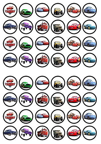 Cars Rice Printable 48 Disney Cars Edible Premium Thickness Sweetened Vanilla Wafer Rice ...