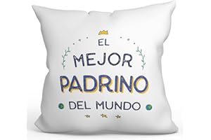 MUGFFINS Cojín 40x40 cm para Padrino Relleno Incluído - En Español - El Mejor del Mundo - Regalo Original y Divertido