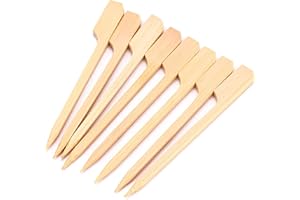 DWTECH 100 Stück Bambus-Cocktailspieße Yakitori Spieße Grillspieße Flache Bambusspieße für Grill, Kebabs, Obst, Sandwich, Cocktail, Buffets Party, Mini (9 cm)