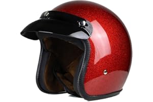Woljay 3/4 Open Face helmet, Motorcycle Helmet Flat Red