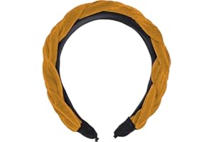 HEIGESENG Serre-tête large en velours - Vintage rembourré - Tressé - Pour femme - Mode rockabilly - Bijou pour cheveux Dirndl - Accessoire pour fille - Oktoberfest - Accessoire de costume traditionnel (jaune)