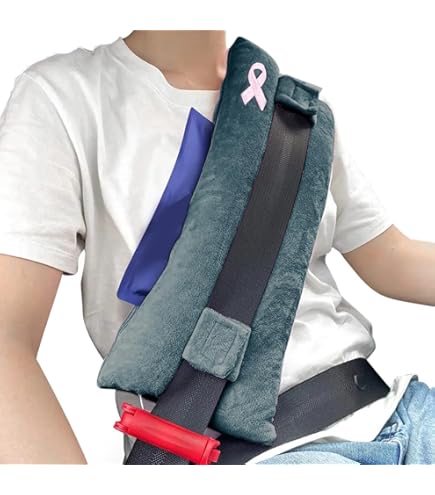 Wumimi Mastectomy Pillow Post Surgery Seat Belt Pillow Cushions Pads Protector For Breast Cancer Port Pacemaker Heart Surgery C-Section Recovery (Dark Grey