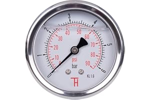THERMIS Manometro (0-6 bar) Resistente agli urti G 1/4 connettore posteriore 63 mm 358G